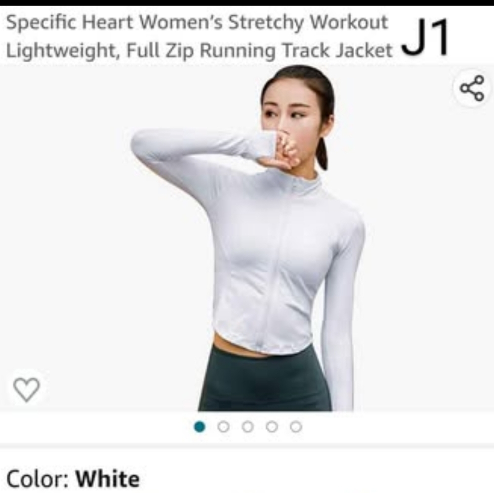 Women's AAKVT White Stretchy Workout Jacket Medium